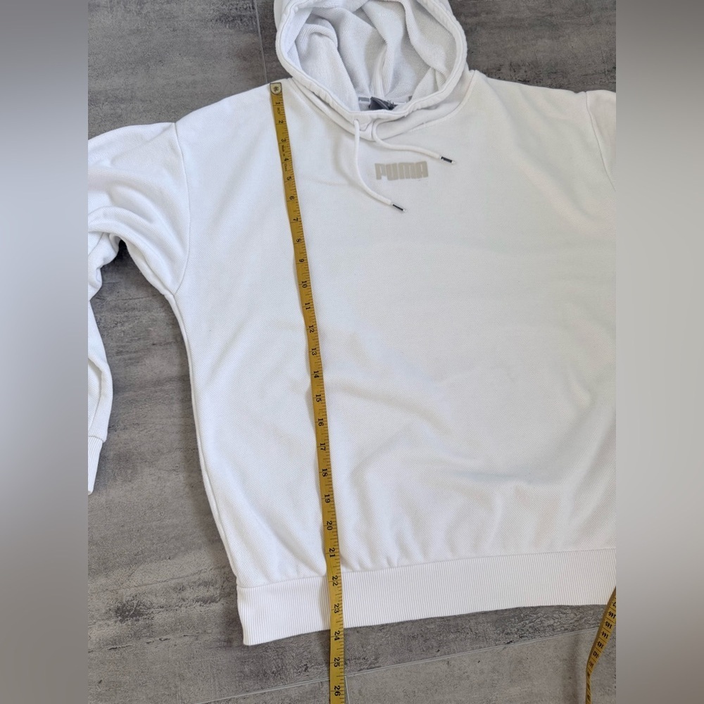 Puma Womens White Logo Hoodie Sweatshirt Casual Comfort Size XS - Picture 11 of 13